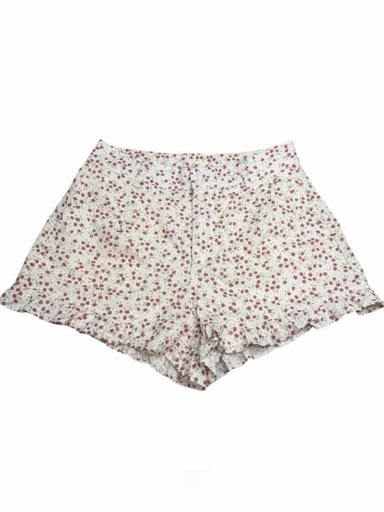 Altar'd State Floral Eyelet Ruffle Hem Shorts |‎ High Waisted | Size Medium