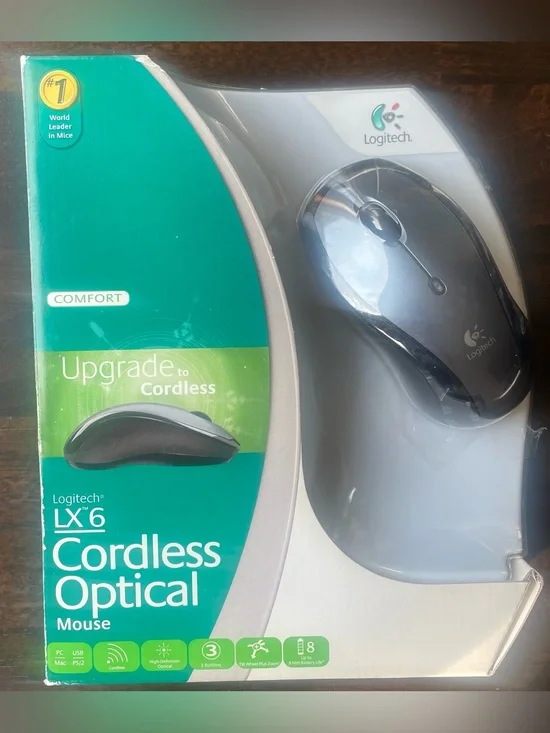 New Logitech LX6 Cordless Optical Wireless Mouse