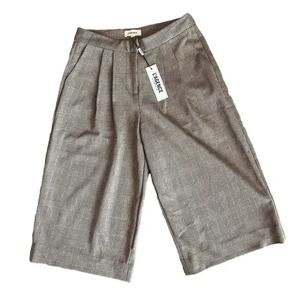 L’Agence Mabel Culotte Shorts Womens Size 2 Brown Plaid