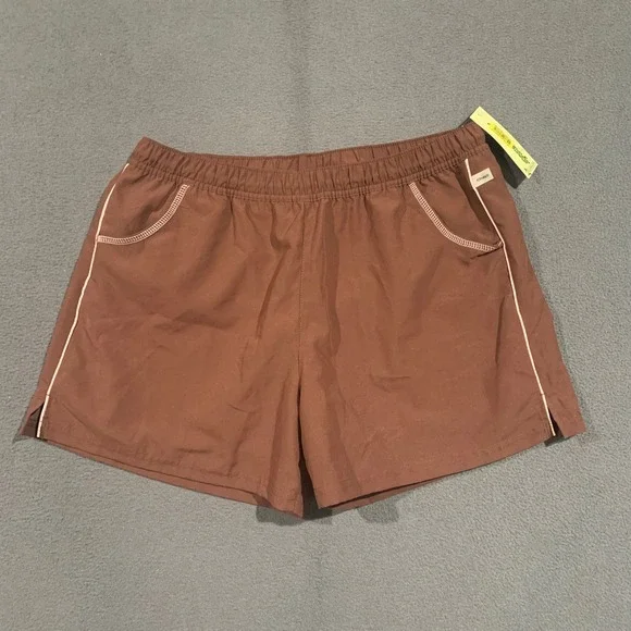 Kinesis Brown Poly Sueded Athletic Shorts Womens Large Made in USA NWT So Sporty