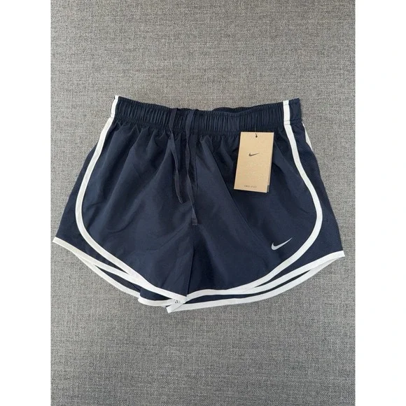 Nike Dri-FIT Women's Running Shorts Navy Blue White Trim Size S NWT