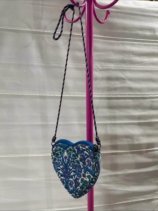 Crewcuts Blue Floral Heart Crossbody Bag with Braided Strap