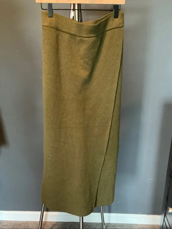 Maxi Skirt with Wrap-Front Olive