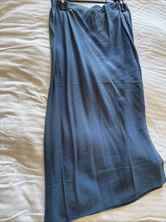 Madewell Slate Blue Midi Slip Skirt
