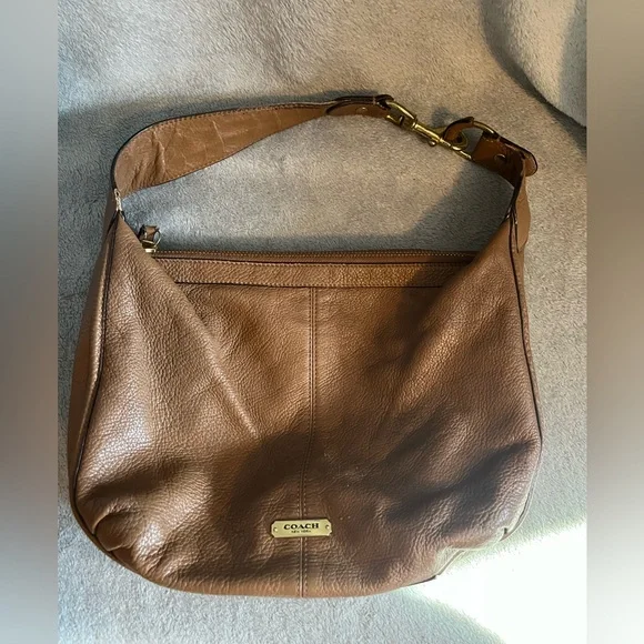 Coach Brown Leather Hobo Bag with Gold Hardware