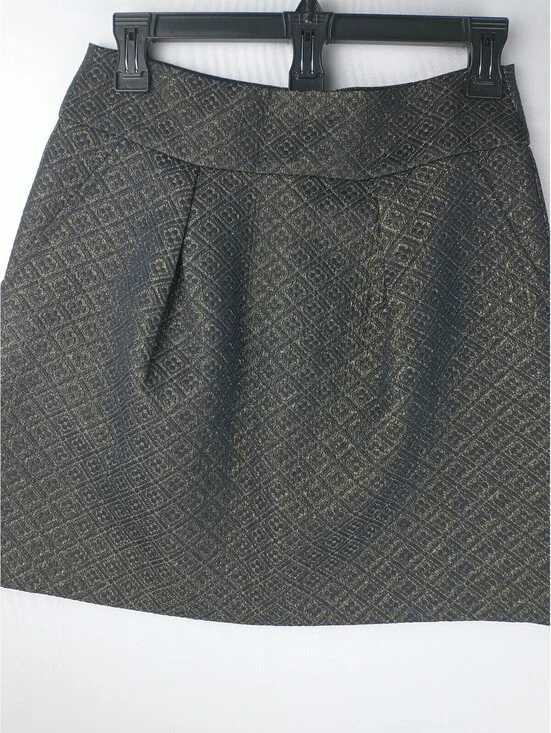 loft ann taylor Women's Size 2, Pleated Textured Metallic Gold