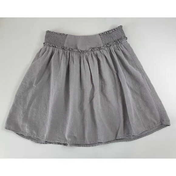 Mimi Chica Women's Pull On Smocked Waistband Skirt Gray Cotton Size XS