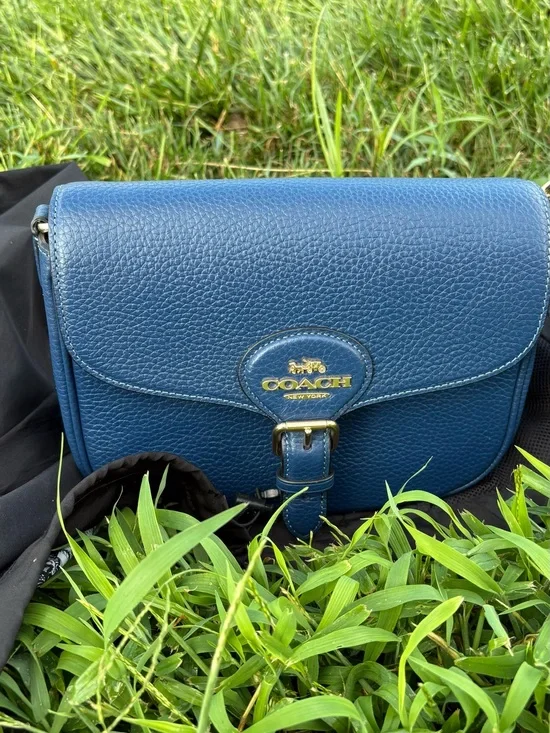 Coach Amelia Saddle Bag Crossbody in Blue Leather