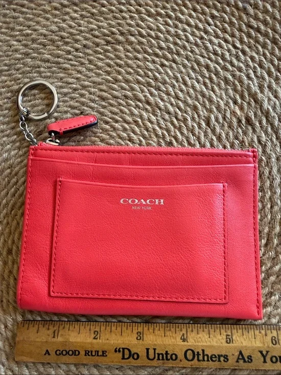 Coach outlet Cora  Leather Card Pouch with Keyring