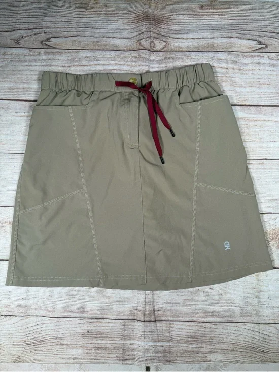 LDA Gorpcore Granola Outdoors‎ Hiking Khaki Mini Skirt with Burgundy Drawstring