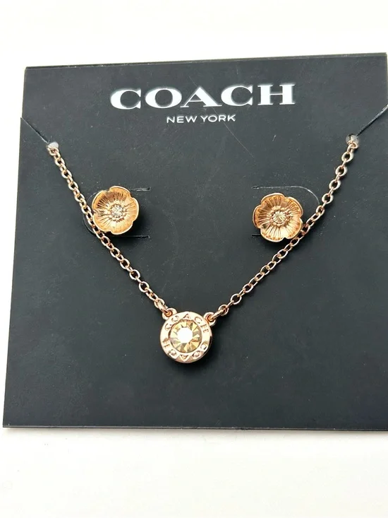 Coach Rose Gold Necklace and Earrings NWT