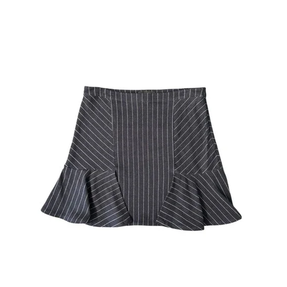 Banana Republic Navy Pinstripe Flounce Mini Skirt Size 8 Career Preppy Stretch
