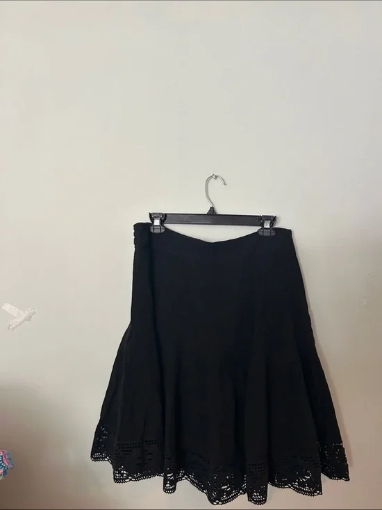 Christina Black Crochet-Hem Circle Skirt