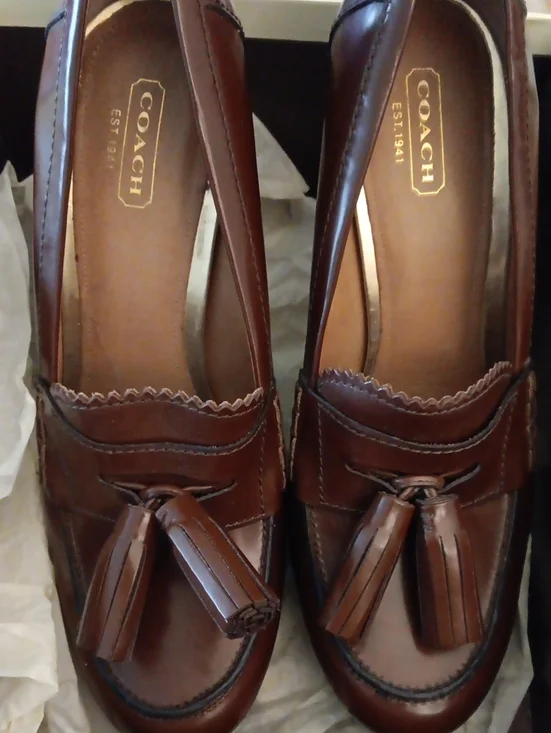 Coach Dark Brown Leather Tassel Loafers