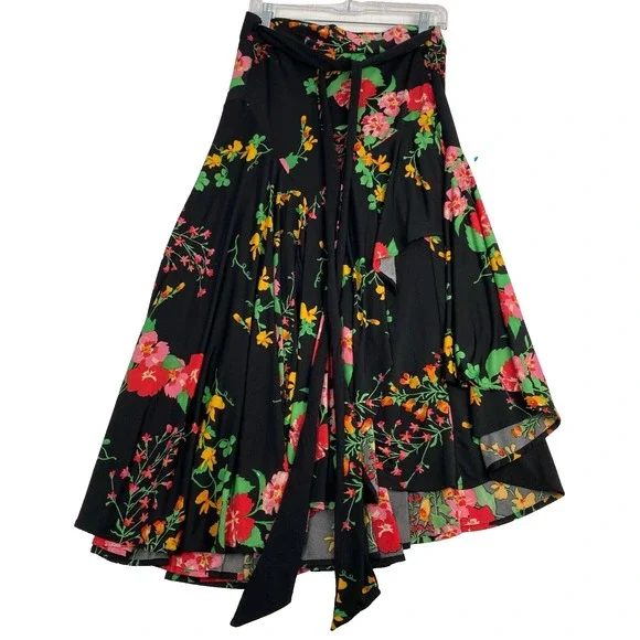 Cabi Midnight Women's Size M Floral Drama‎ Tie-Waist Wrap Skirt.Spring,resorts