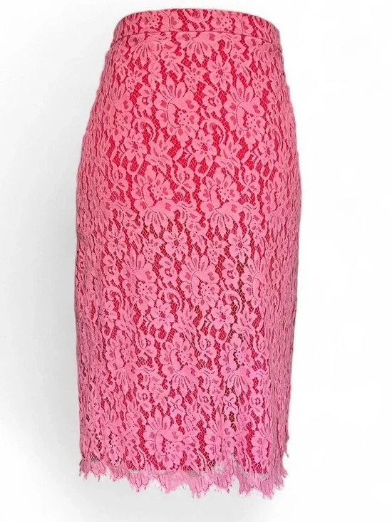 DVF Lace Pink Pencil Skirt