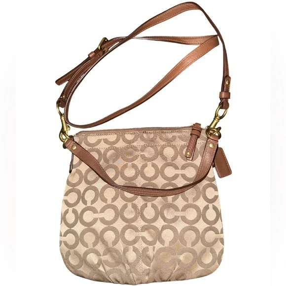 Coach‎ Signature Brooke Sateen Crossbody Small Canvas Leather Trim / Y2K Vintage