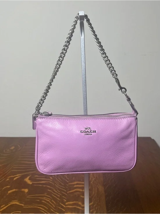 Coach Purple Pebbled Leather Nolita Silver Chain Small Shoulder Bag