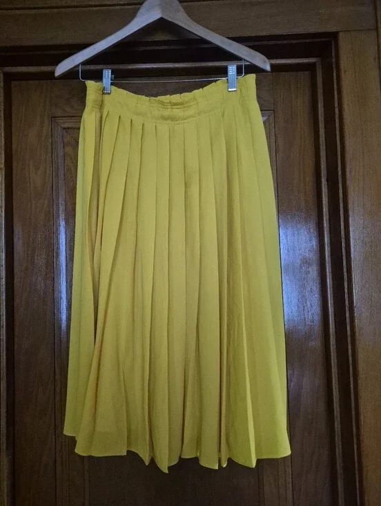 J. Crew Bright Yellow Pleated Midi Skirt - Women - 28-inch Waist