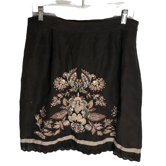 Loft Embroidered Skirt With Size Zip Closure Women’s Size Petite 12