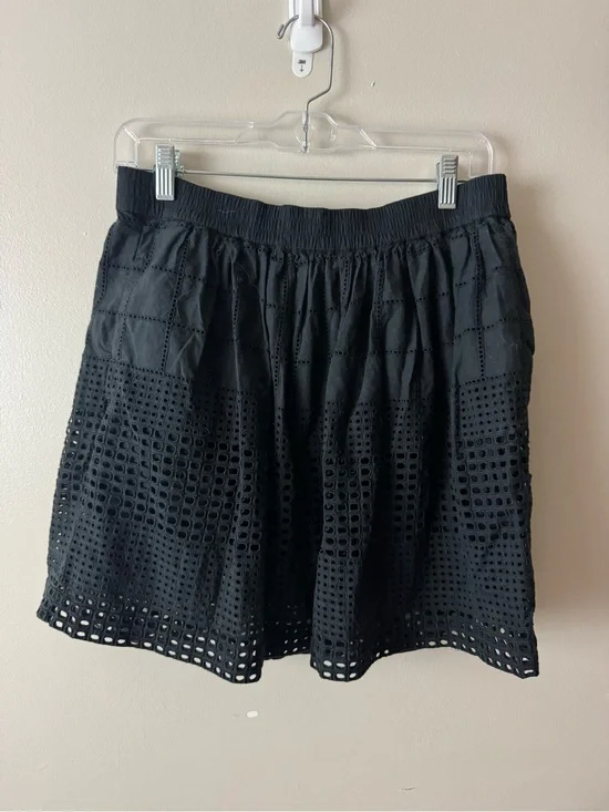Madewell Black Eyelet A-Line Casual Cotton Skirt  Medium