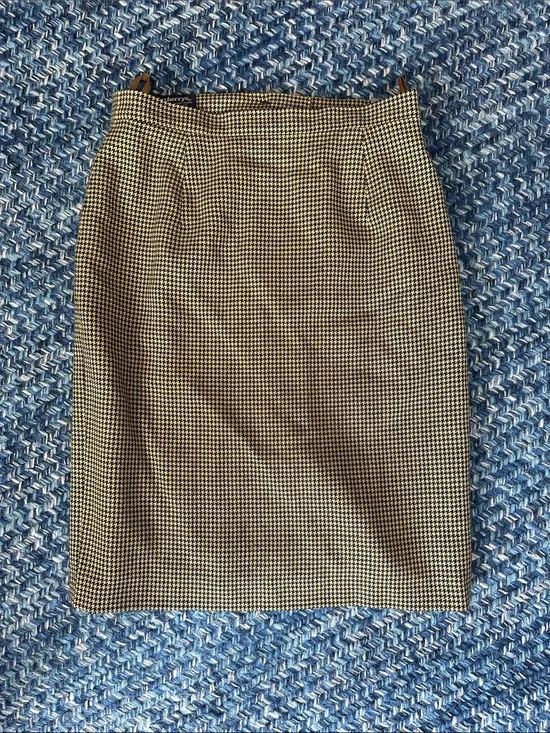 Vintage Burberry plaid herringbone wool skirt