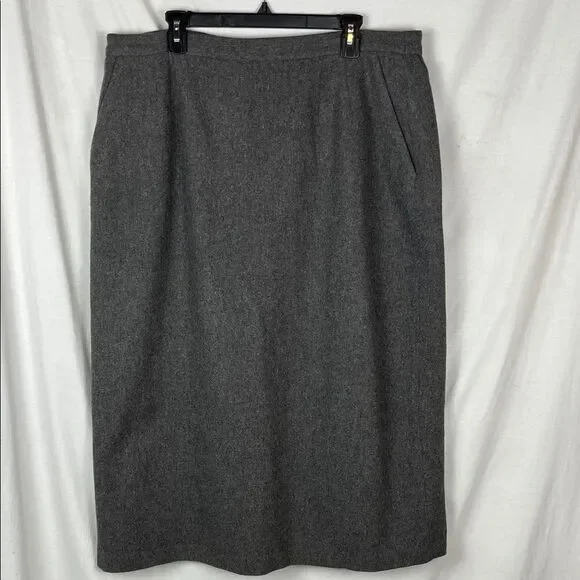 Vintage J. G. Hook Wool Midi Length Gray Skirt