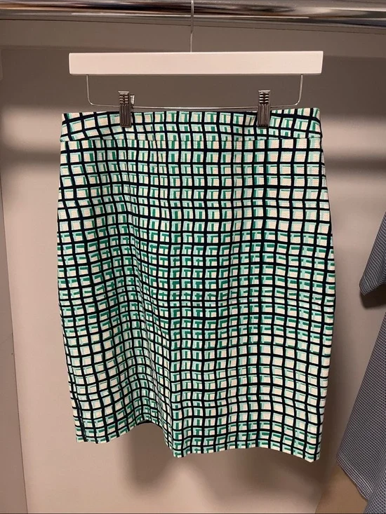 kate spade Green and Navy Grid Pencil Skirt