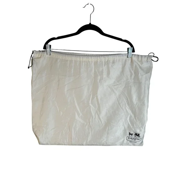 Coach Dust Bag Unisex Large Cream Excellent Drawstring‎ Handbag Storage 22x18