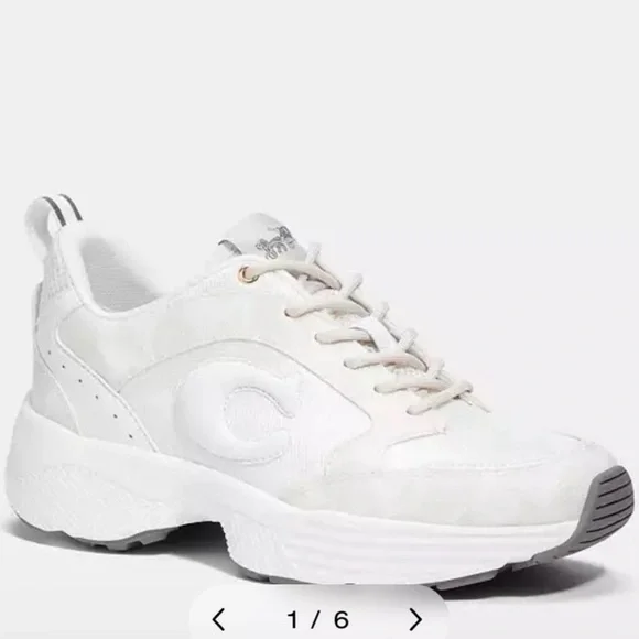 C275 Coach Tech Runner White Women's Sneakers in signature pattern