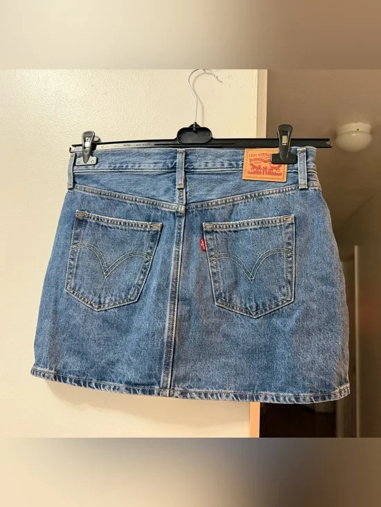 Levi's Medium Blue Denim Mini Skirt with Red Tab