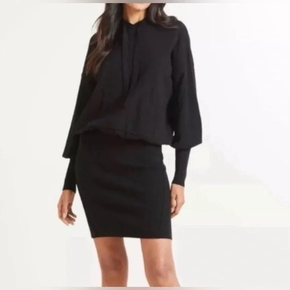 Evereve Black Hooded Sweater Dress Sz XS