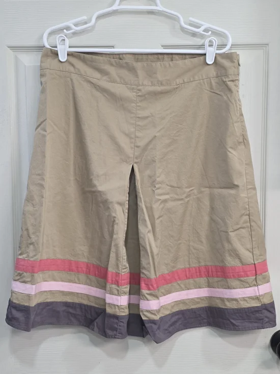 Merona Beige A-Line Skirt with Pink and Purple Stripes