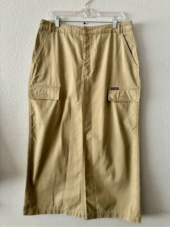 VTG 90s CK JEANS 13 Calvin Klein Khaki Utility Cargo Skirt 💯 Cotton EUC