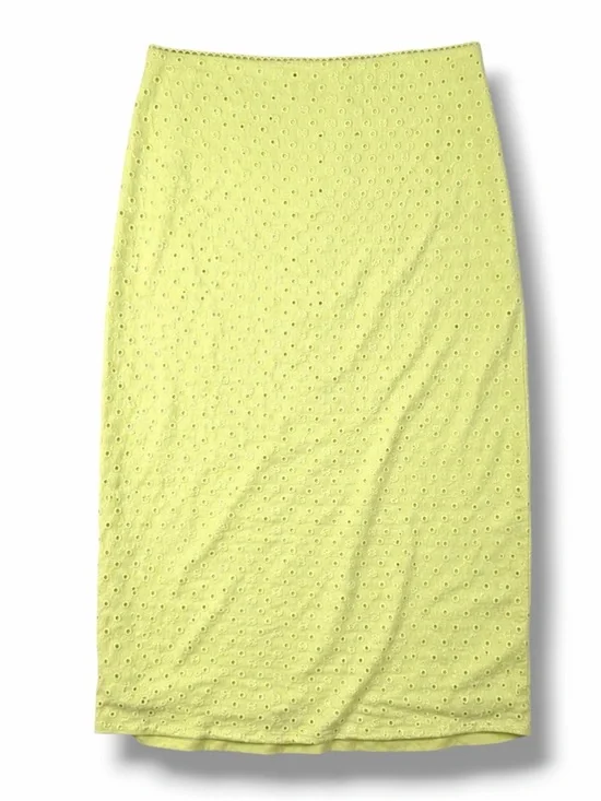 Altar'd State Lime Green Eyelet Embroidered Midi Pencil Skirt Large Cottagecore