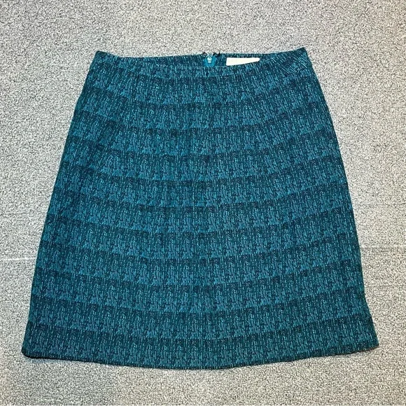 Banana Republic A Line Knee Length Textured Skirt Size 6 Teal Lined Back Zip