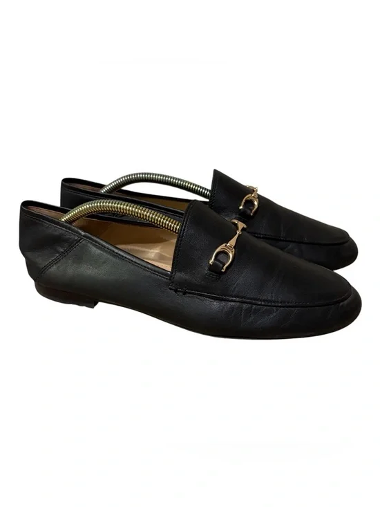 Coach Haley Horsebit Loafers Black Leather Gold Bit Flats Womens 8 Flawed