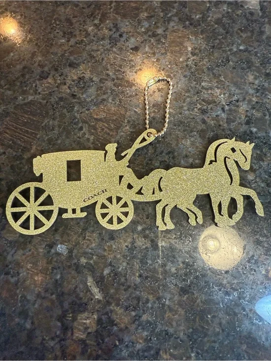 Coach Gold Glitter Horse & Carriage Charm Gift Bag Tag