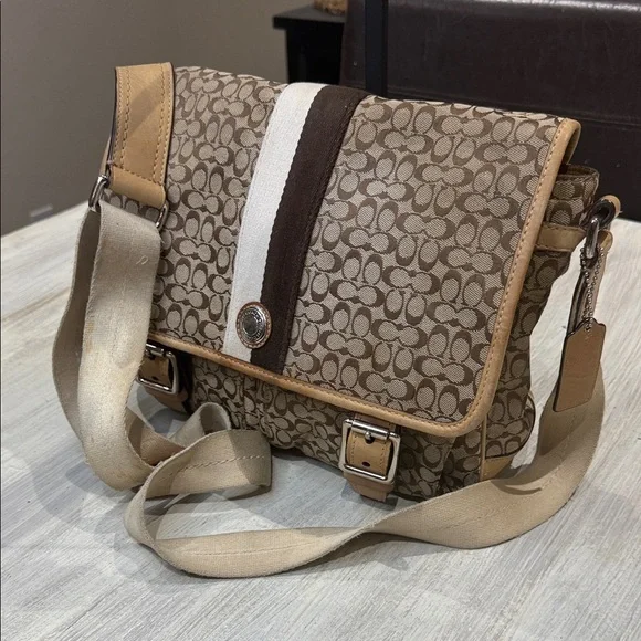 Coach Voyager Small C  Messenger/Crossbody Bag in Brown and Tan