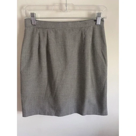 Briggs New York Petite Vintage Houndstooth Pencil Skirt Black White 10P 1314-510