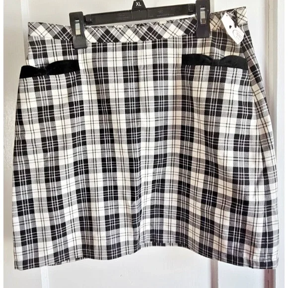 NWT VTG TALBOTS KIDS black white mini skirt bowtie pockets girl sz 20‎