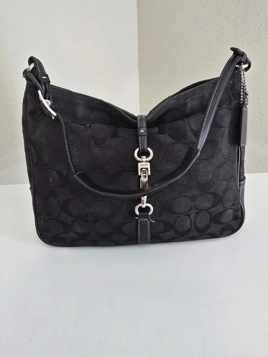 Coach Black Signature Canvas Shoulder Bag