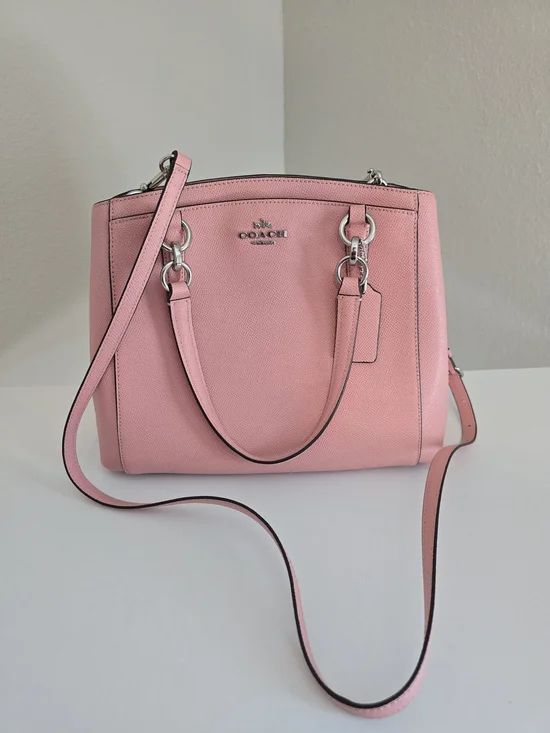 Coach Pink Leather Satchel with Detachable Strap