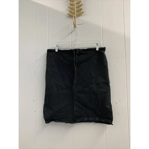 Kavu Skirt Women's Size Large Short Pull On Tie Off Black Slit Casual Cotton‎