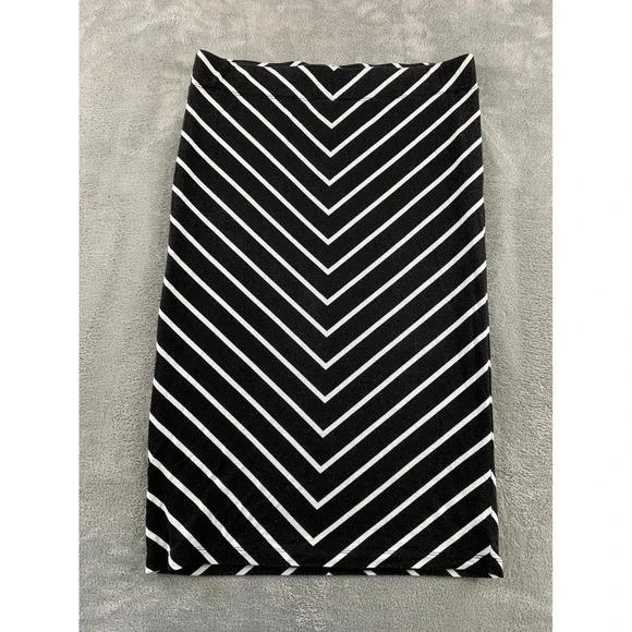 Apt. 9 Womens Black White Chevron Stripe Pencil Skirt Lined Midi Size Medium
