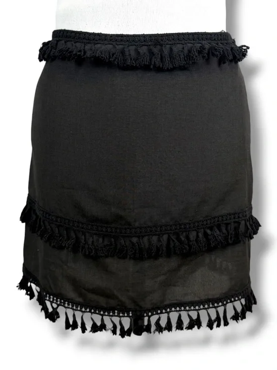 Cloud Ten Black Fringe Tassel Mini Skirt Boho Festival Y2K Indie Sleaze Small