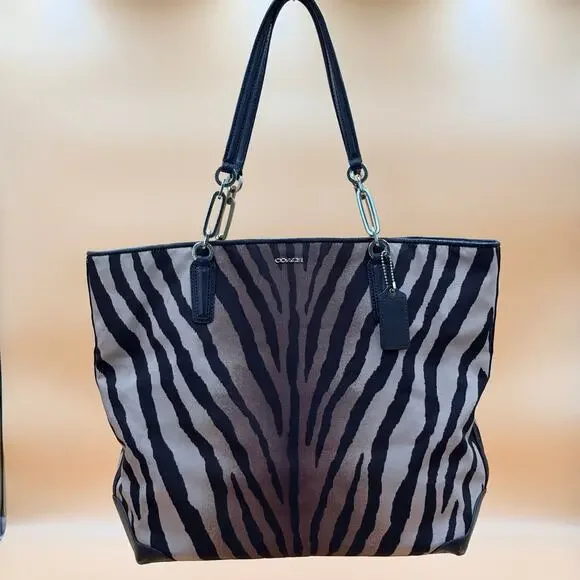 COACH 26881 MADISON EAST/WEST TOTE ZEBRA PRINT FABRIC
