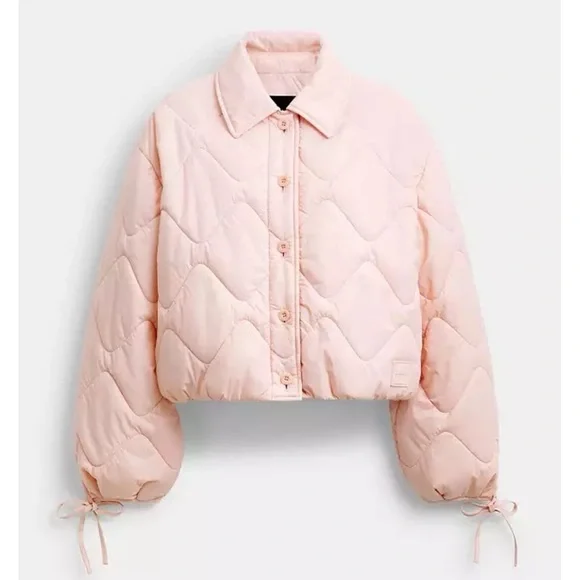 Coach Quilted Blouson Jacket In Recycled Nylon Pink
