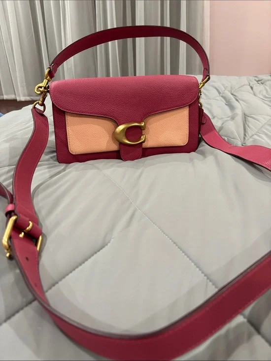Coach Tabby Colorblock Pebbled Leather Shoulder Bag in Pink Peach