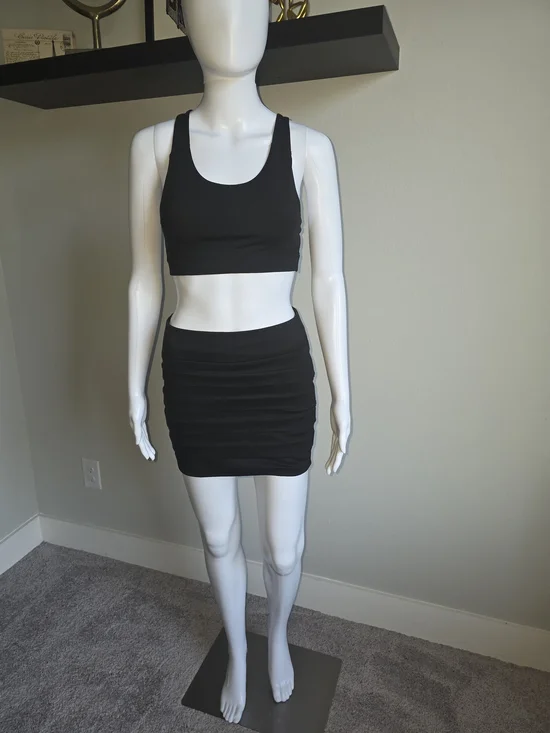 Black Ruched Mini Skirt - Women